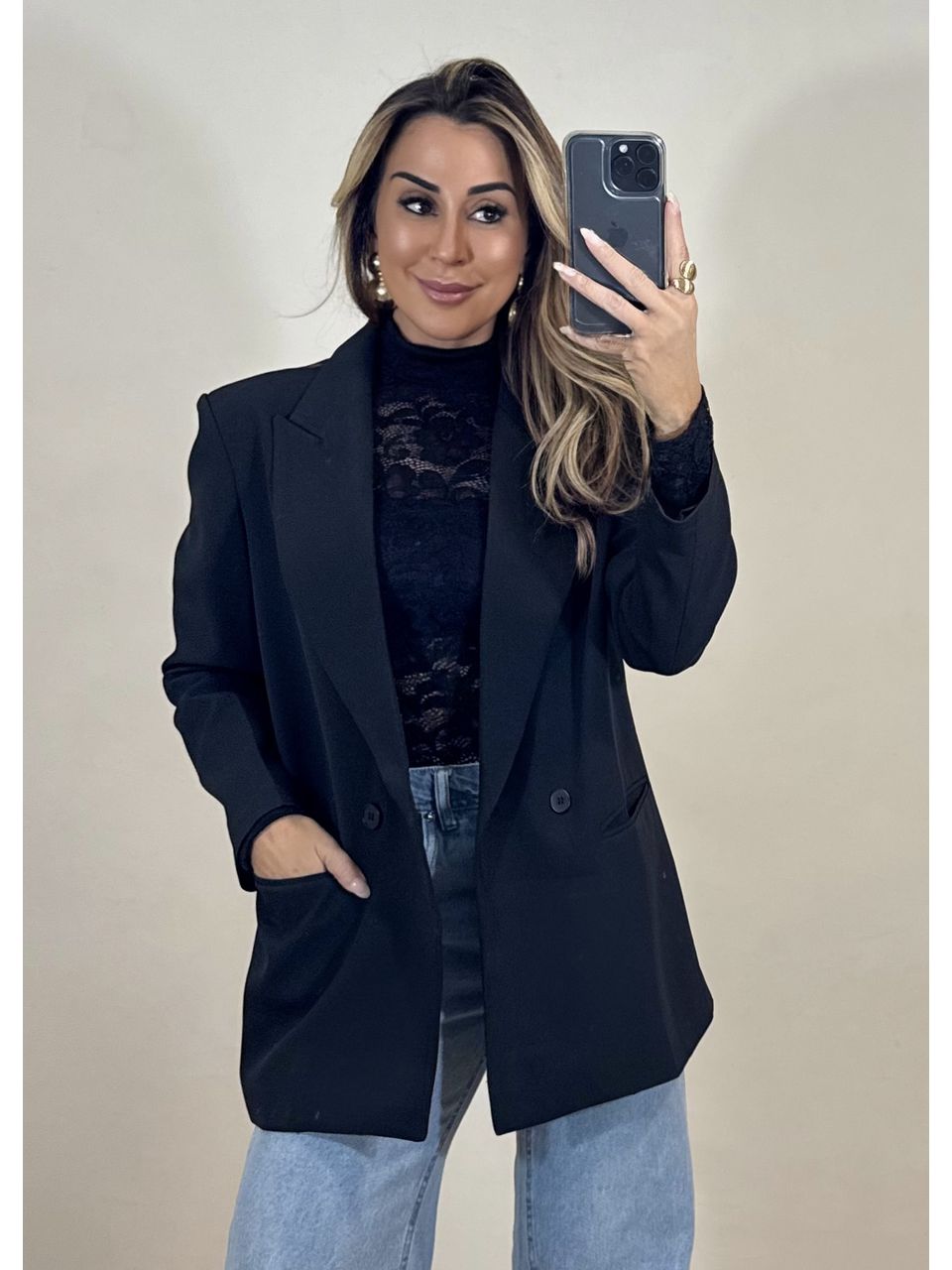 Blazer Alongado Preto - 4152 - MADONNA BASIC