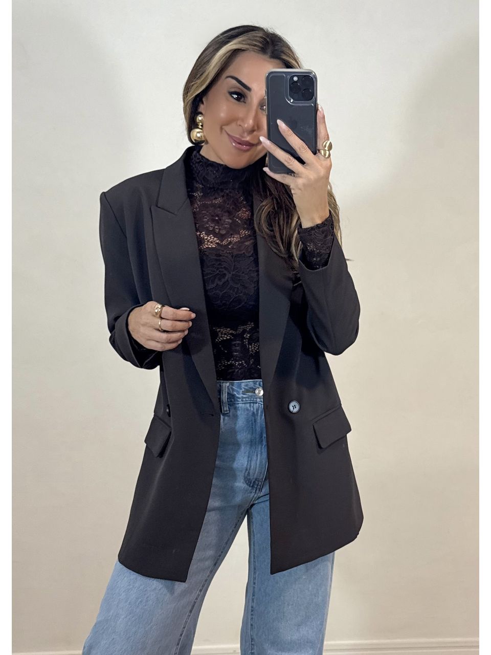Blazer Alongado Marrom Café - 4153 - MADONNA BASIC