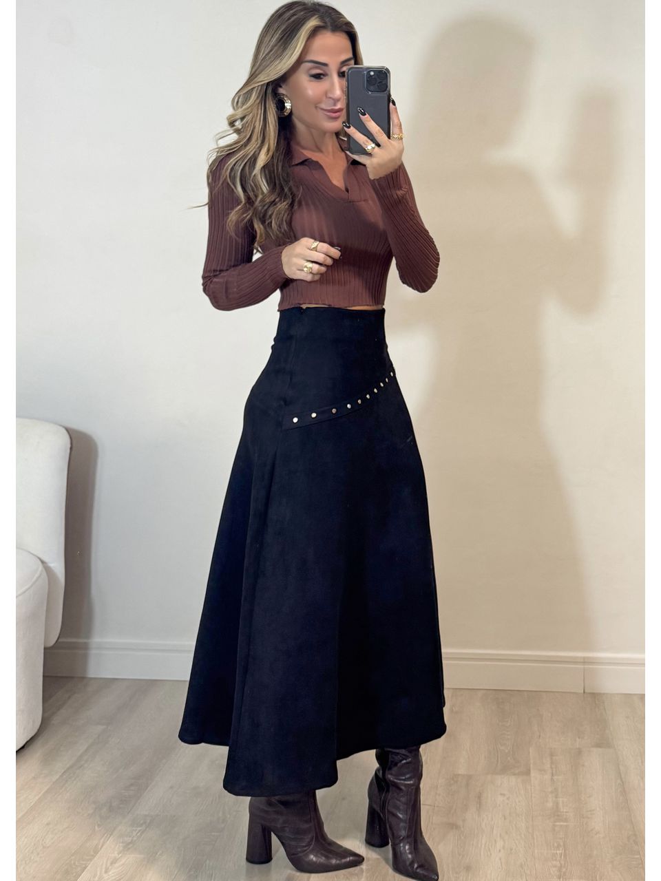 Saia Midi Suede