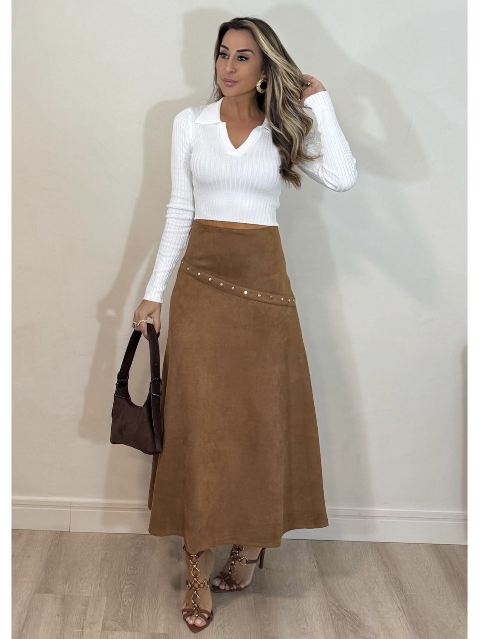 Saia Midi Suede - 4346 - MADONNA BASIC