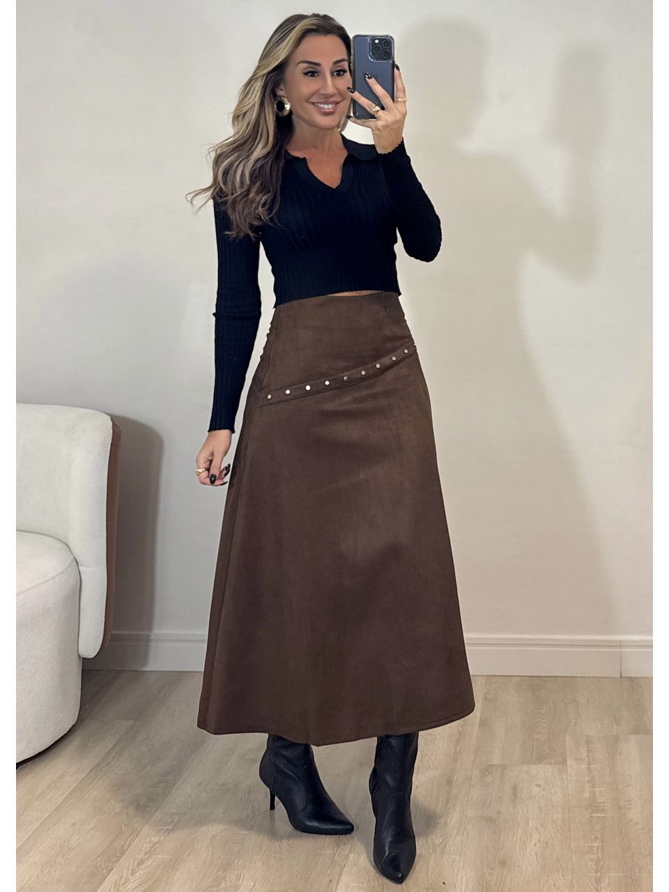 Saia Midi Suede 