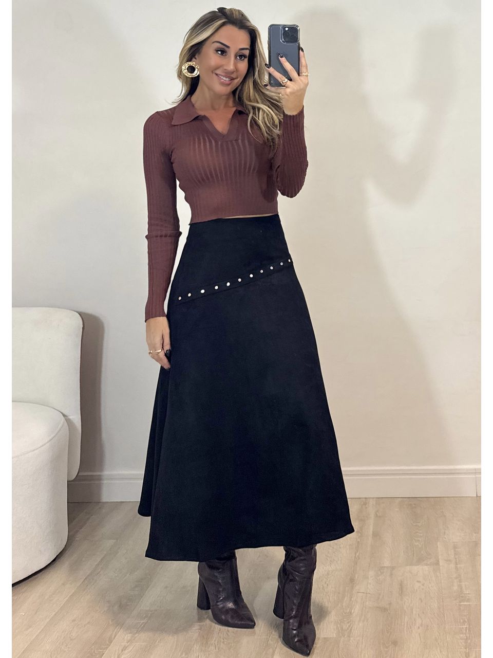 Saia Midi Suede