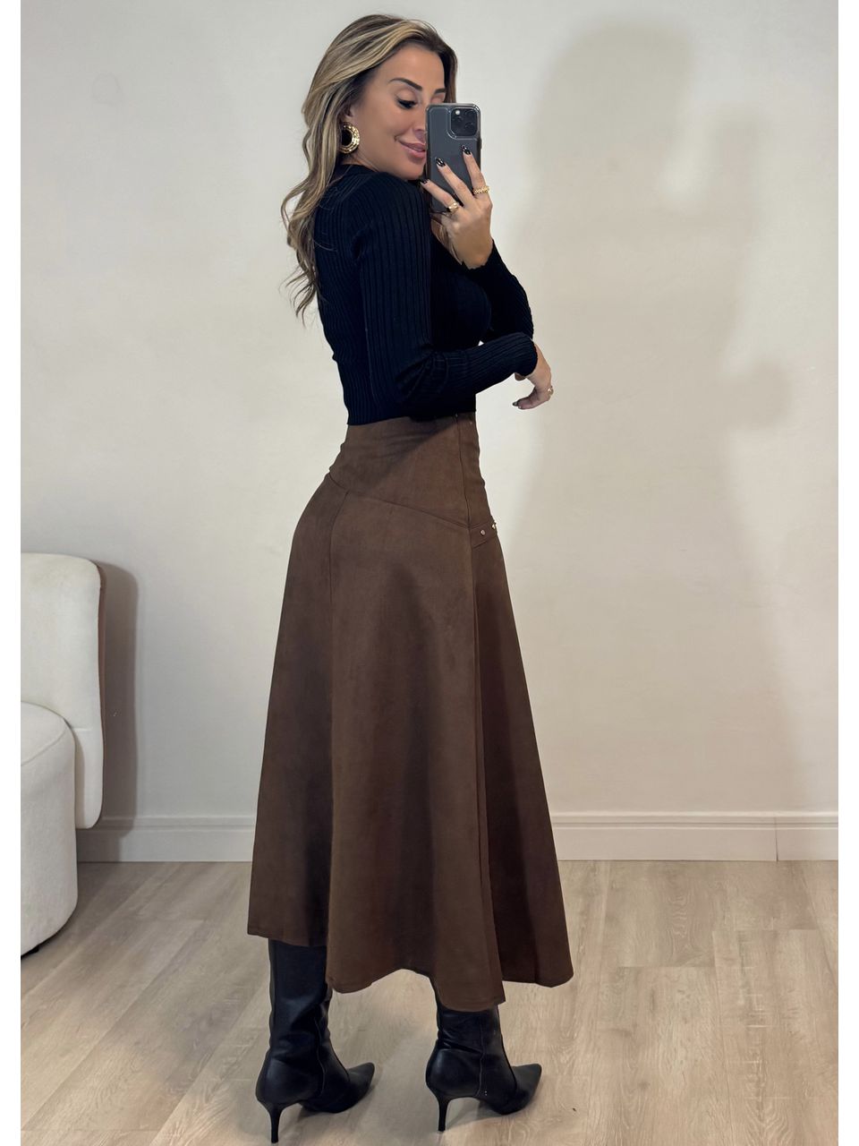 Saia Midi Suede 