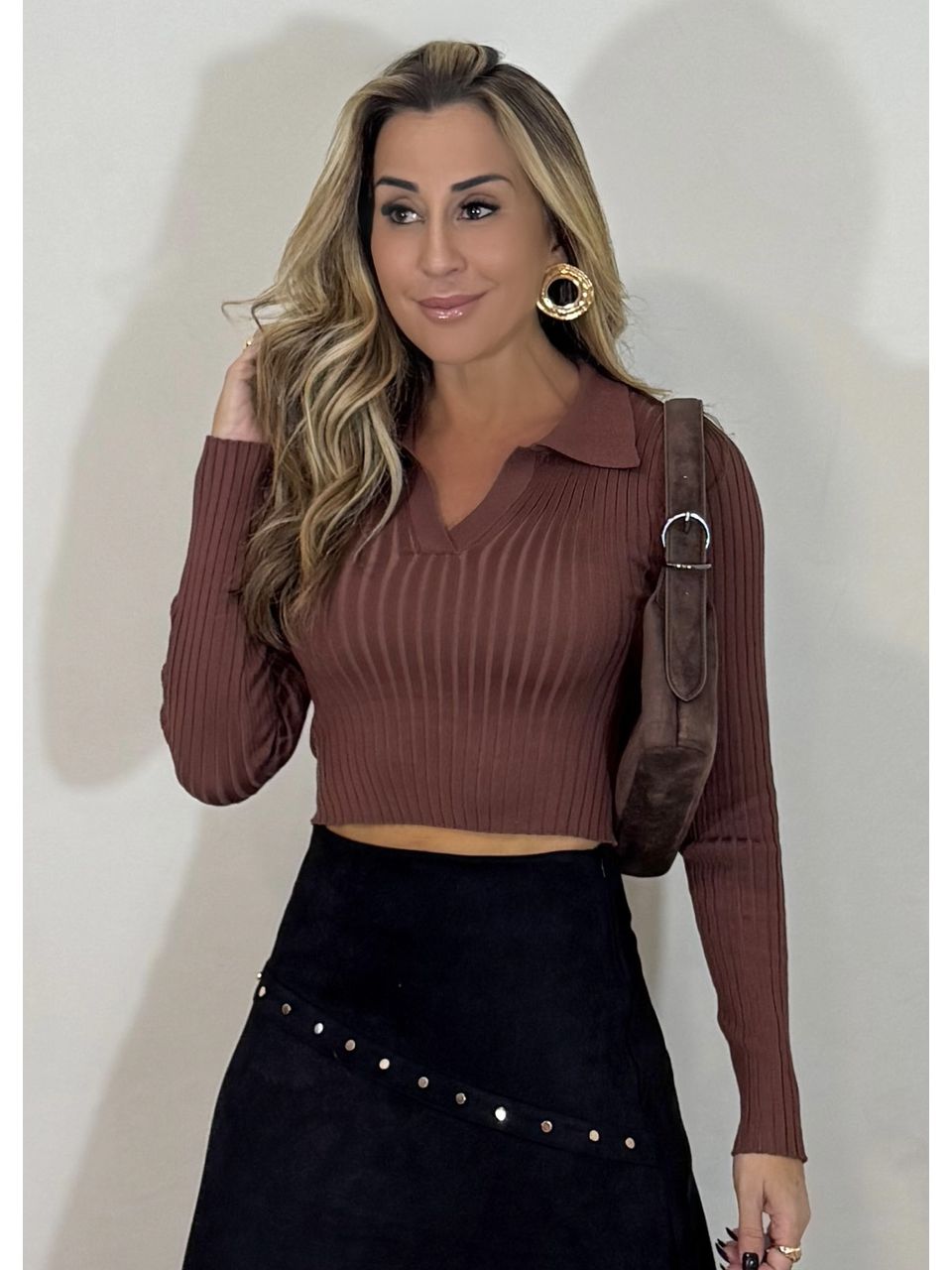 Blusa Tricot Gola Polo