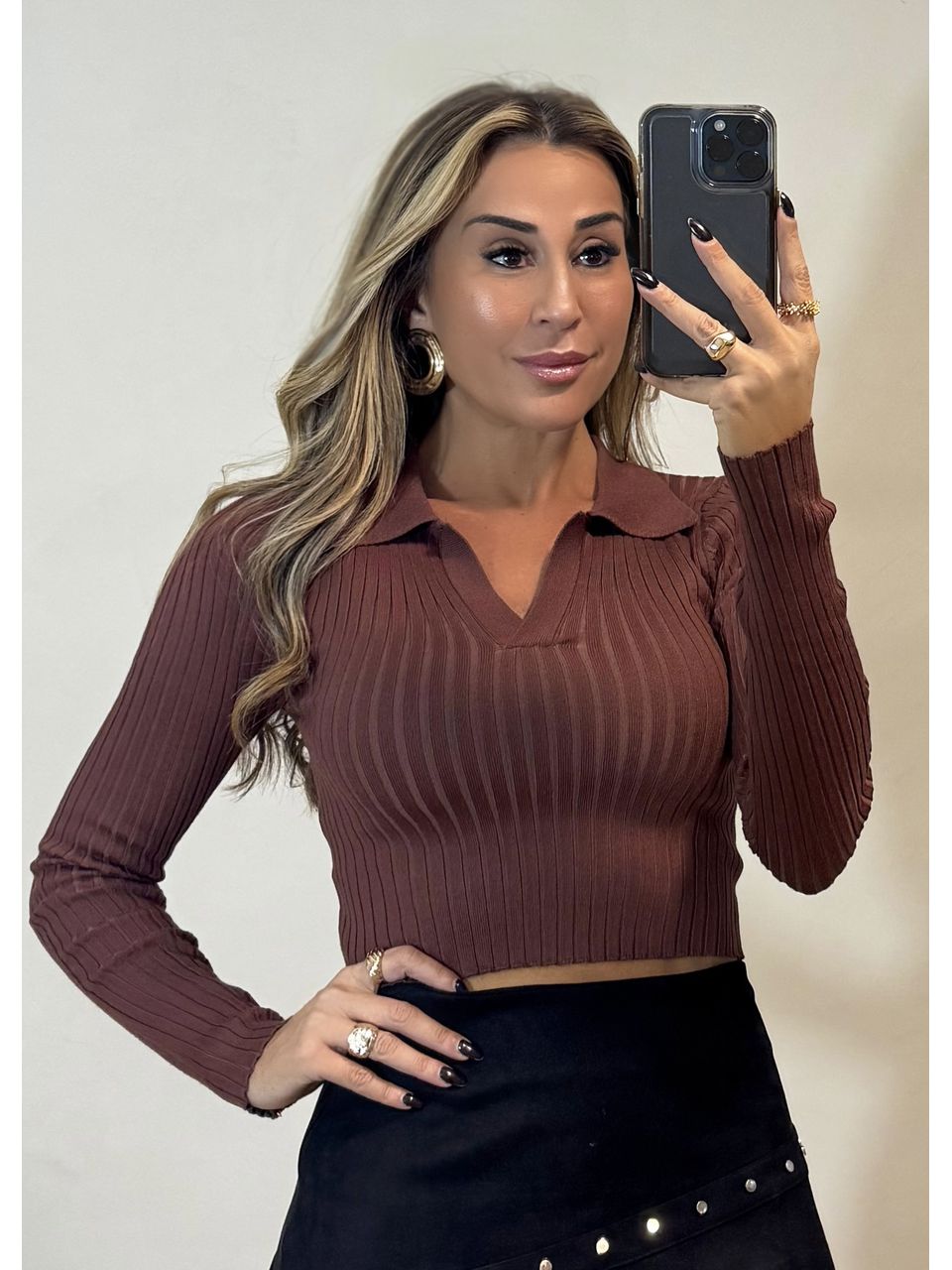 Blusa Tricot Gola Polo