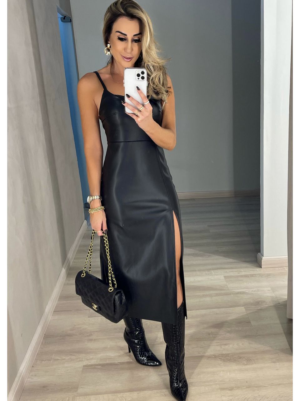 Vestido Couro Fake Madonna