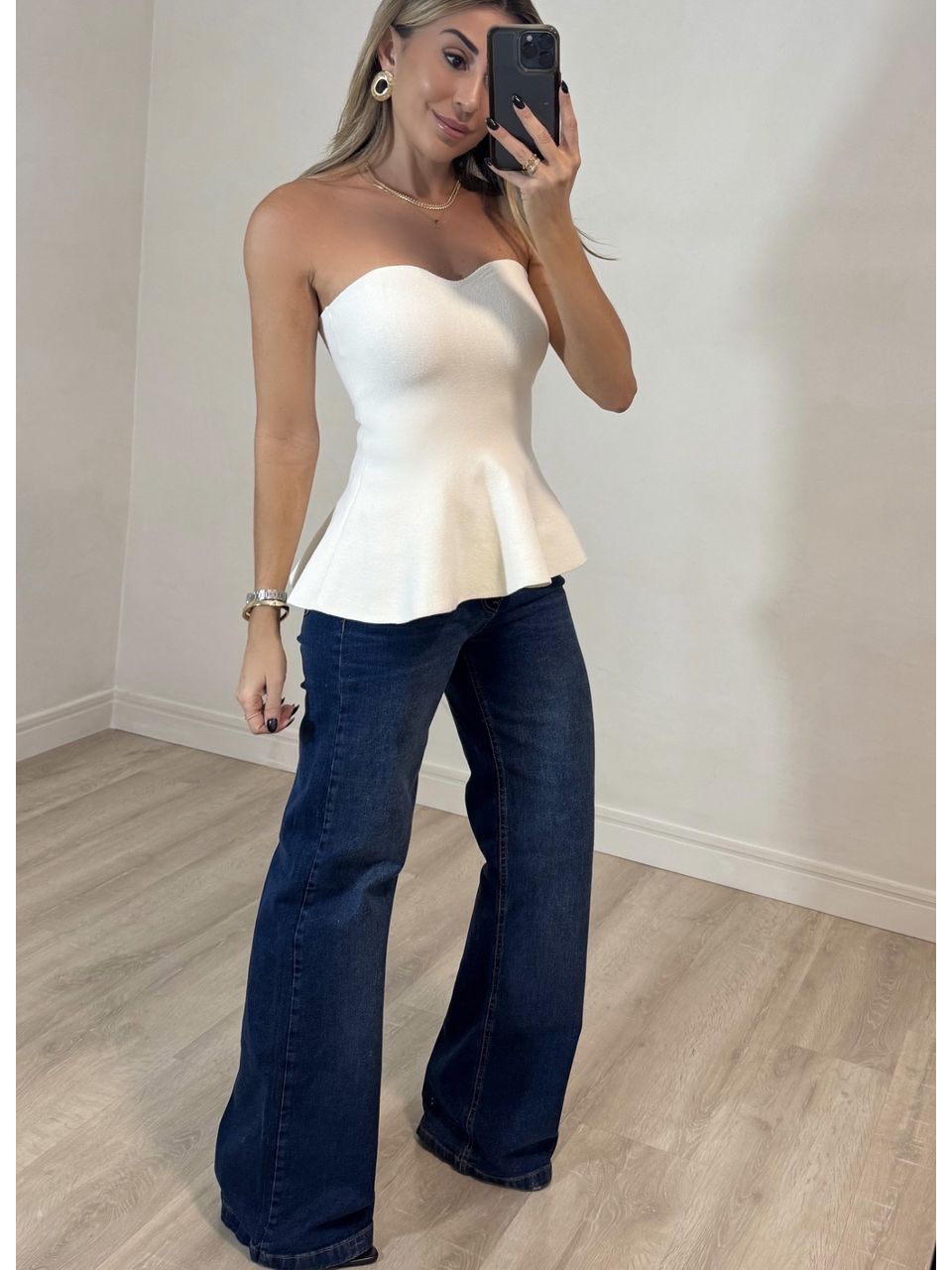 Top Tricot Tomara que Caia Peplum 