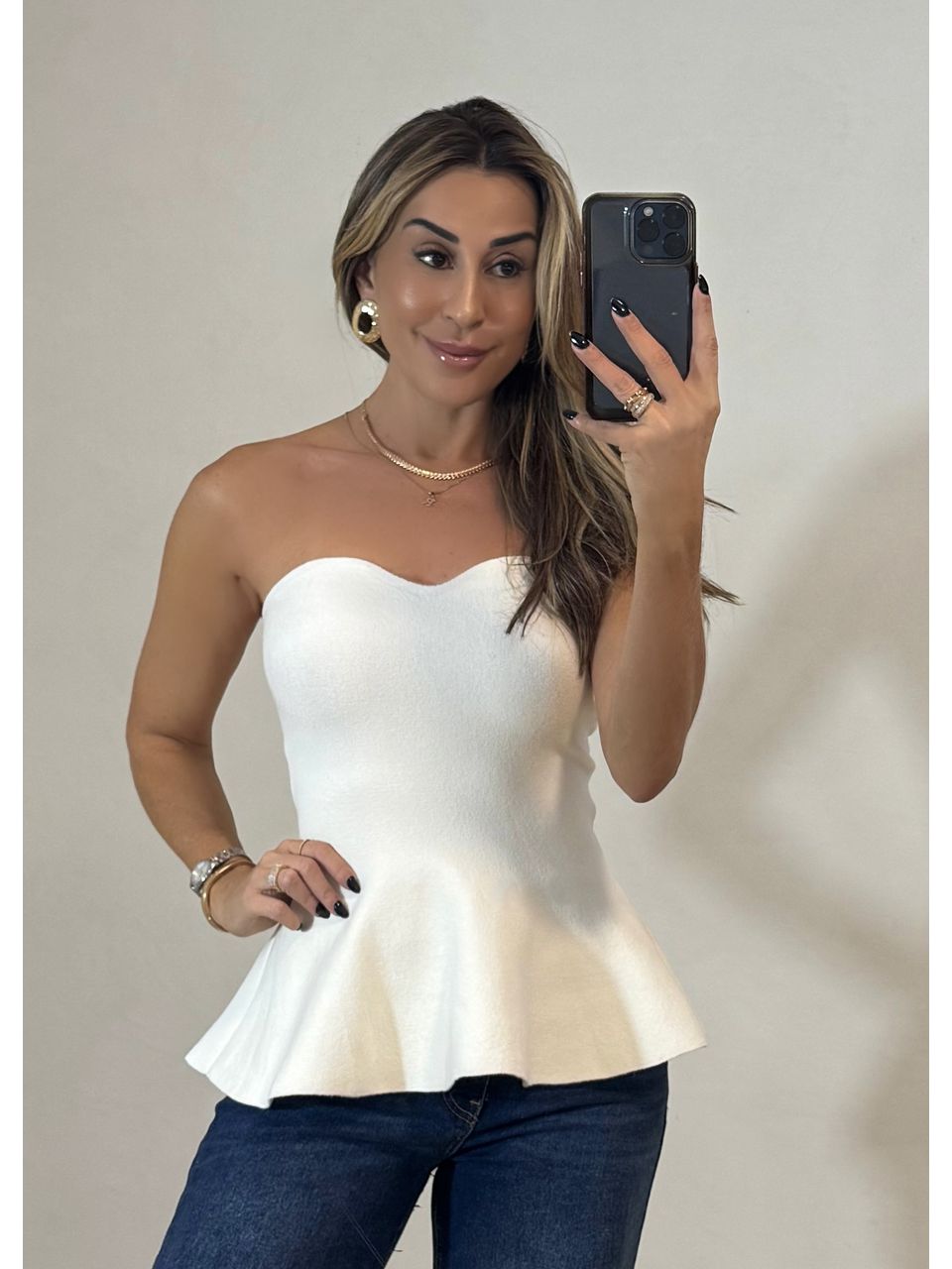 Top Tricot Tomara que Caia Peplum - 3360 - MADONNA BASIC