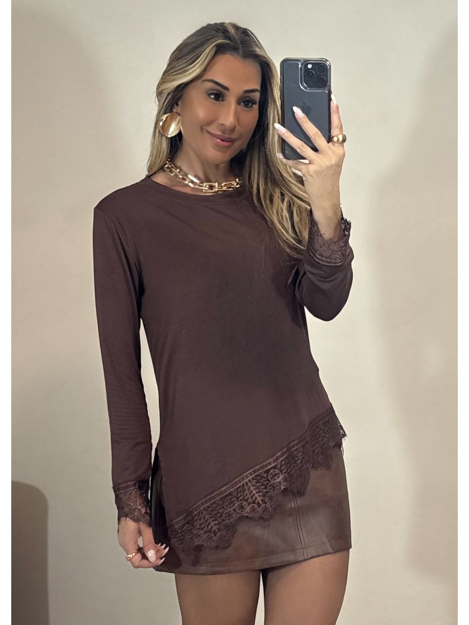 Blusa Assimetrica Renda - 4372 - MADONNA BASIC