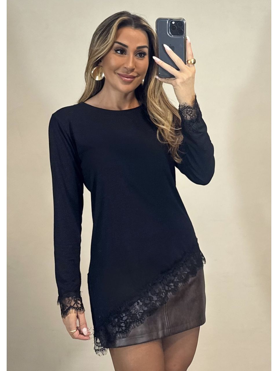 Blusa Assimetrica Renda - 4373 - MADONNA BASIC