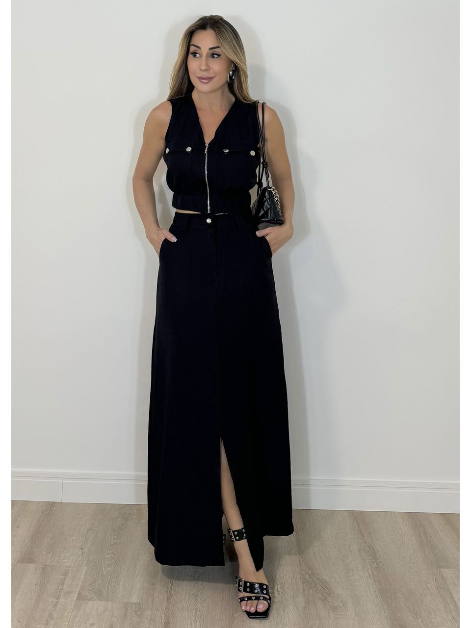 Conjunto Colete Cropped - 2084 - MADONNA BASIC