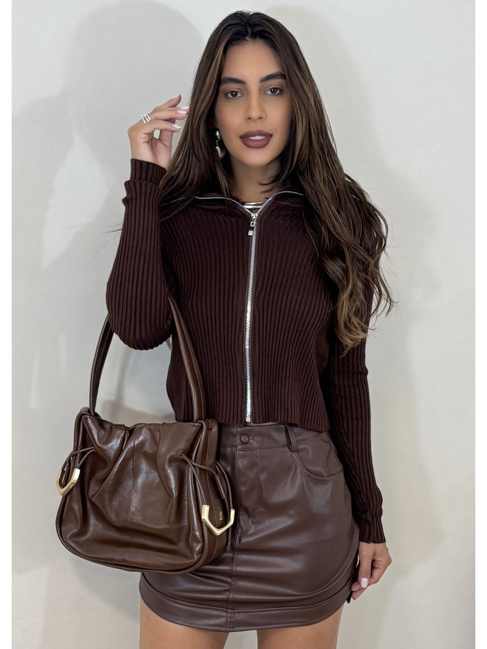 Cardigan Trico Zíper Aurora