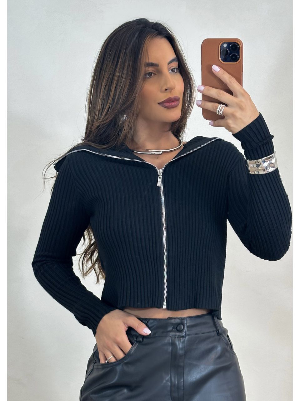 Cardigan Trico Zíper Aurora.