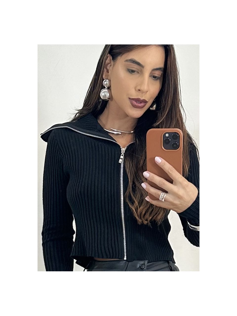 Cardigan Trico Zíper Aurora.