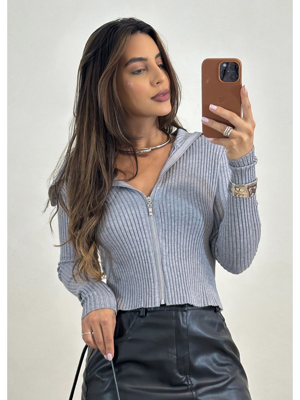 Cardigan Trico Zíper Aurora - 4184 - MADONNA BASIC
