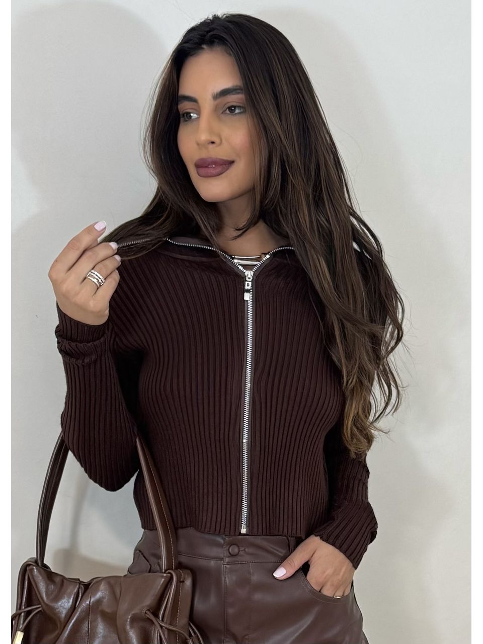 Cardigan Trico Zíper Aurora