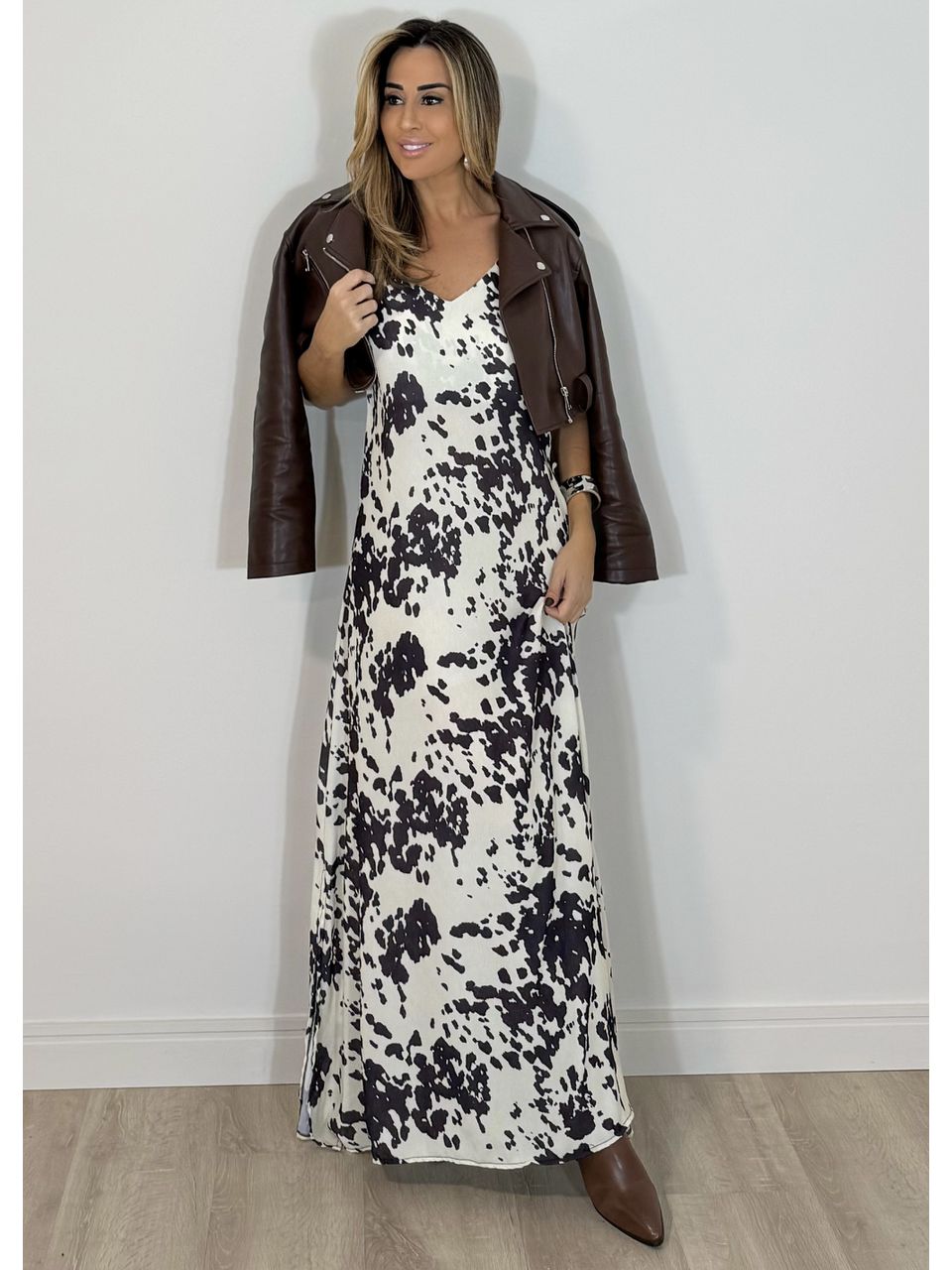 Vestido Crepe Cow Print