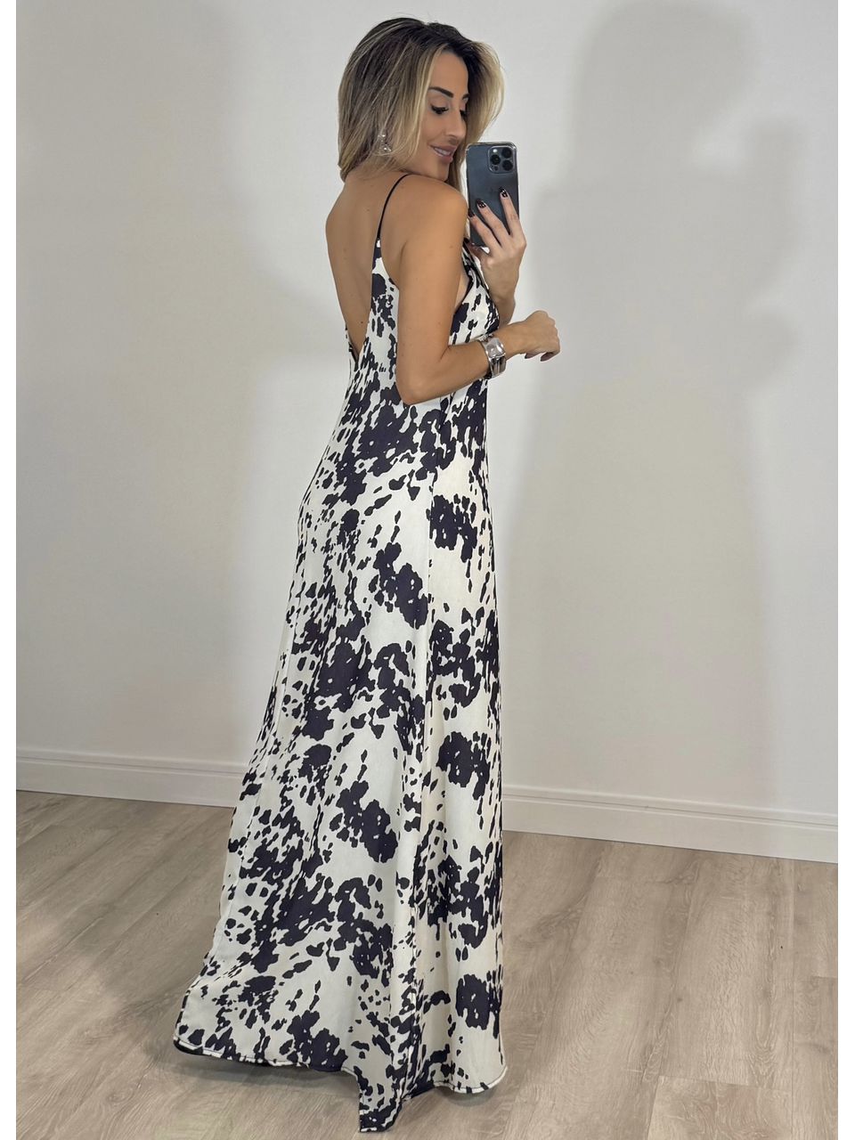 Vestido Crepe Cow Print