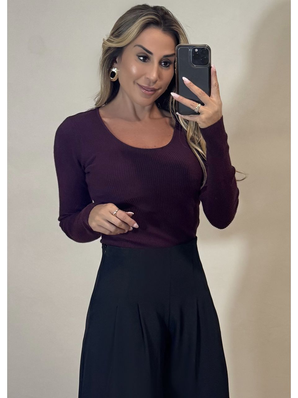 Blusa Tricot Gola Removível 