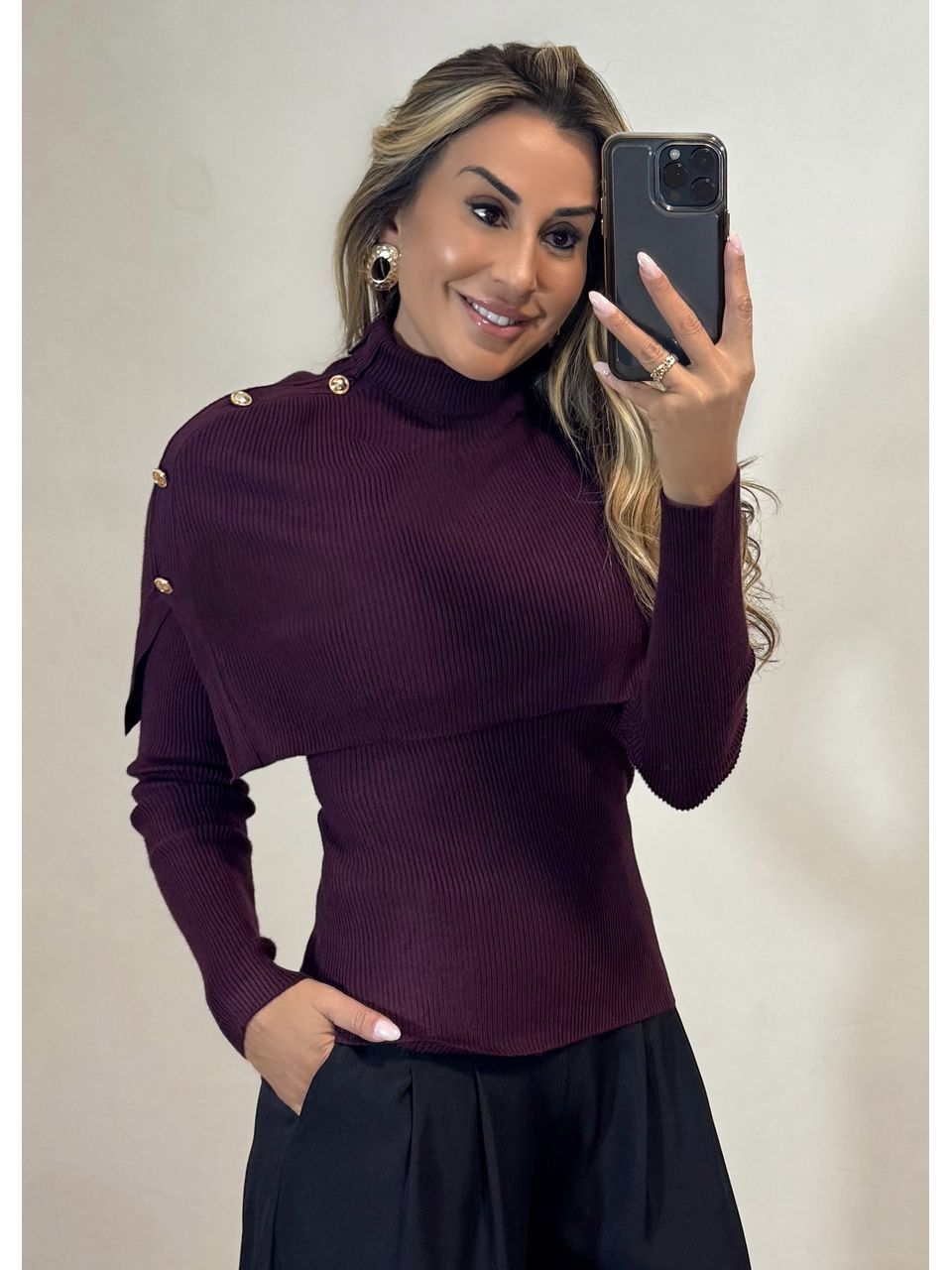 Blusa Tricot Gola Removível - 5054 - MADONNA BASIC