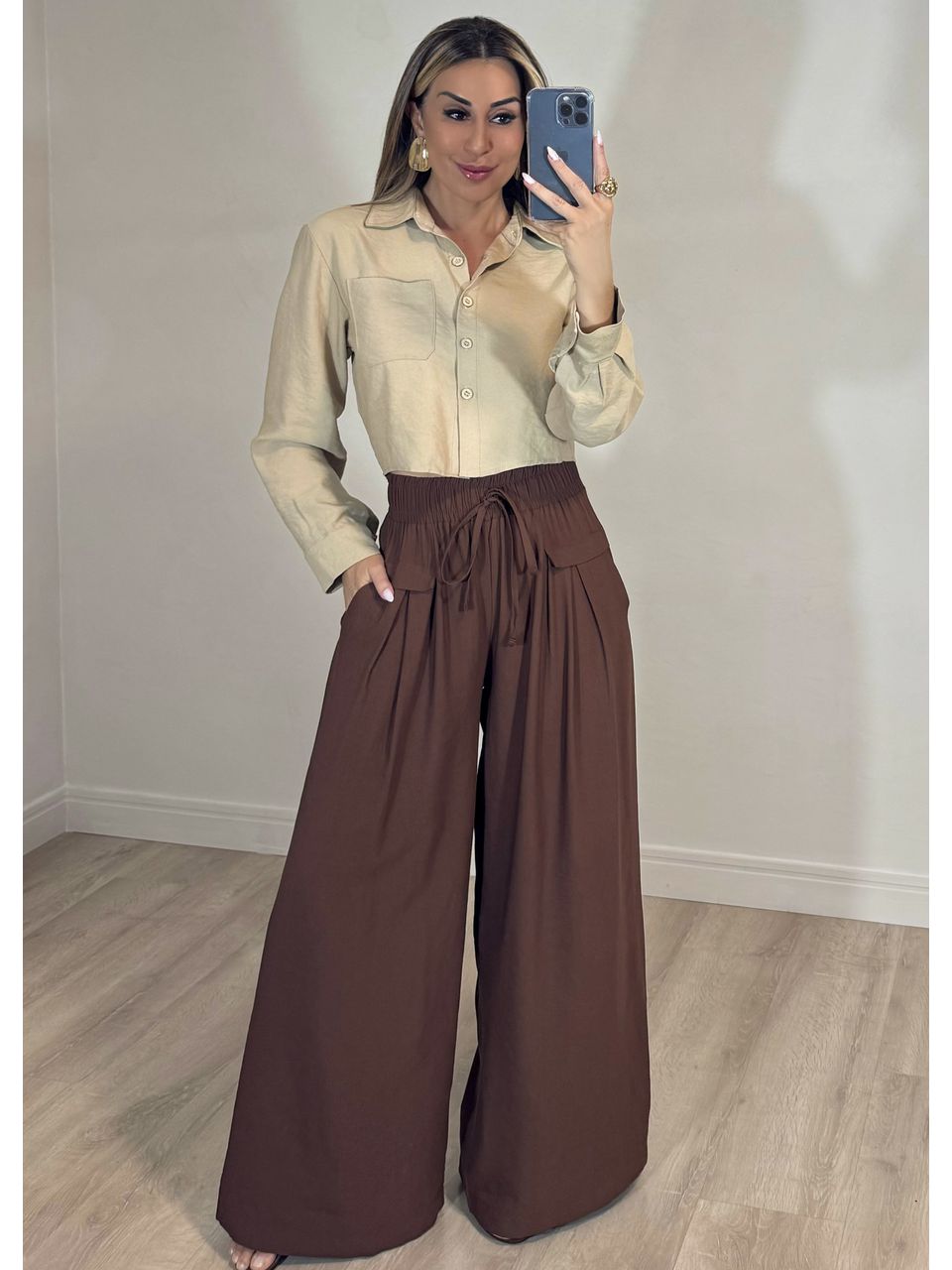Calça pantalona Ampla com amarração - 2525 - MADONNA BASIC