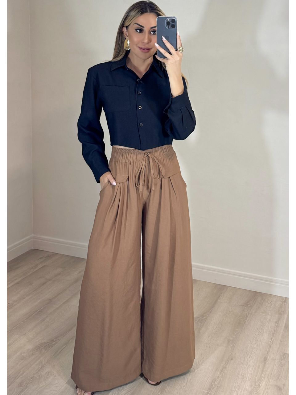  Calça pantalona Ampla com amarração - 2529 - MADONNA BASIC