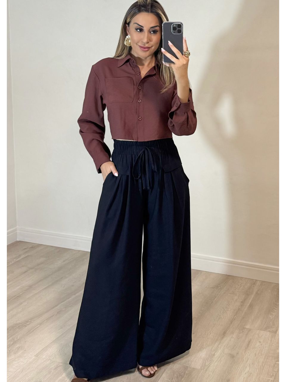 Calça pantalona Ampla com amarração - 2526 - MADONNA BASIC