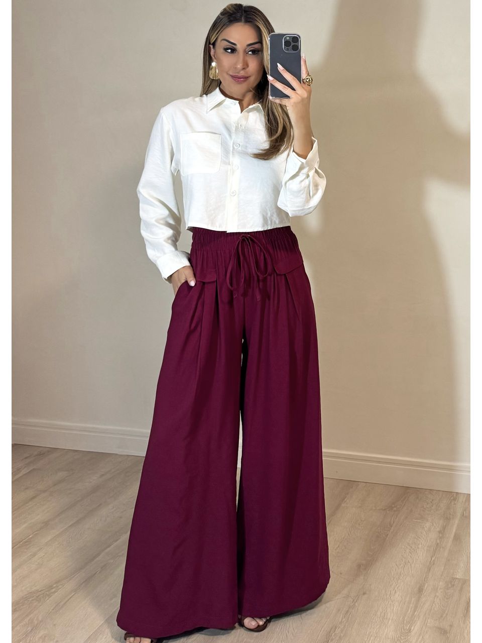 Calça pantalona Ampla com amarração - 2528 - MADONNA BASIC