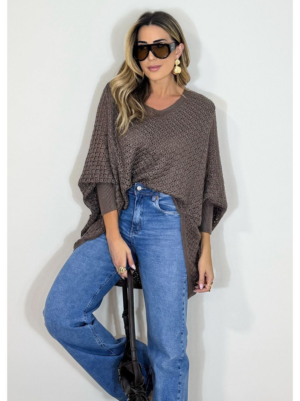 Blusa Poncho Tricot