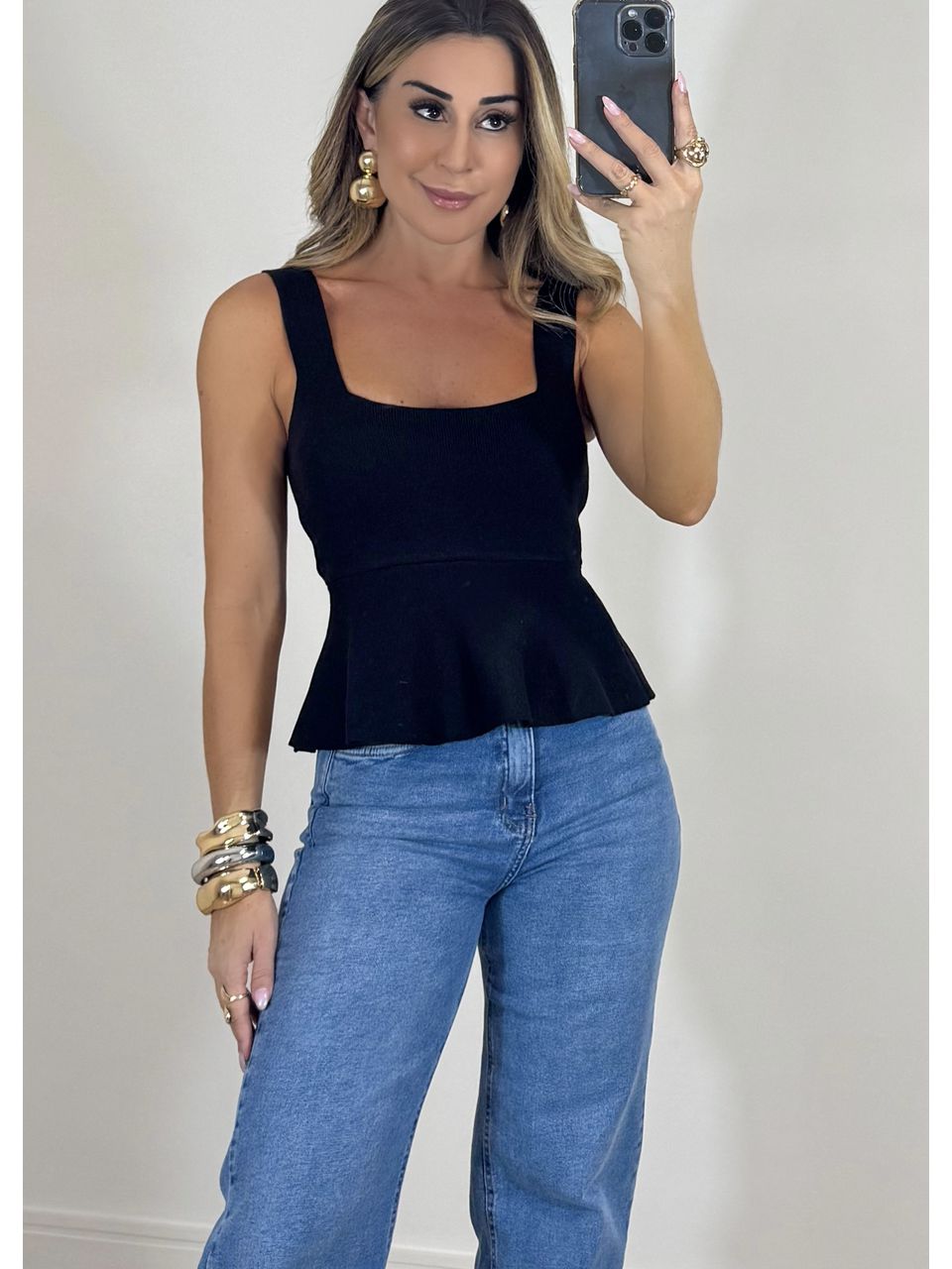 Blusa Tricot Peplum - 2326 - MADONNA BASIC