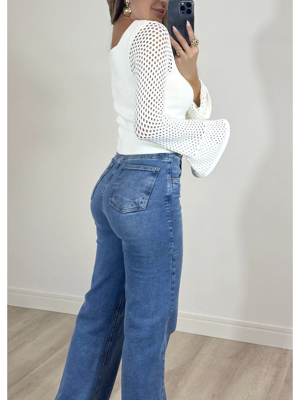 Blusa Tricot Manga tela