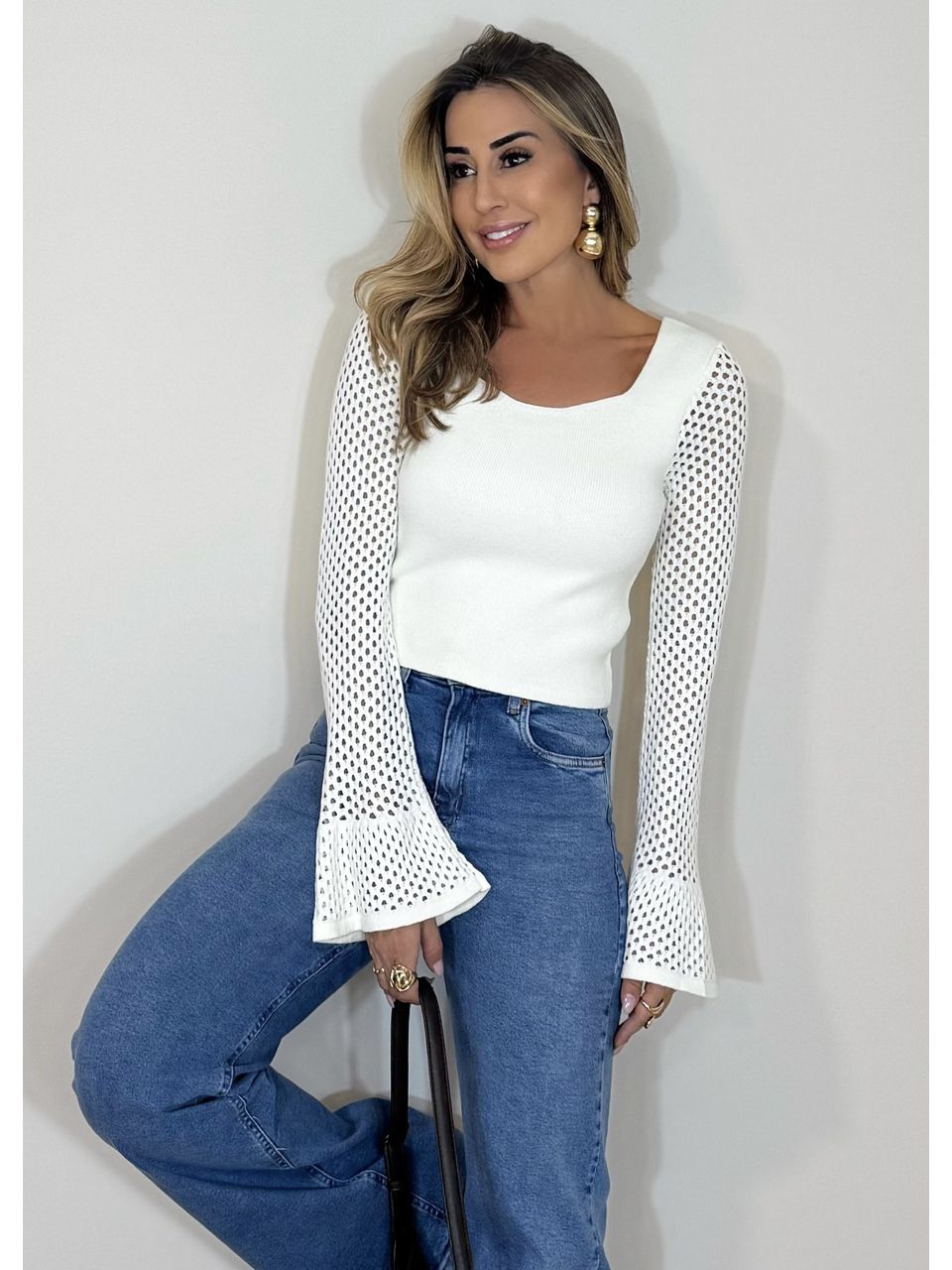 Blusa Tricot Manga tela - 2332 - MADONNA BASIC
