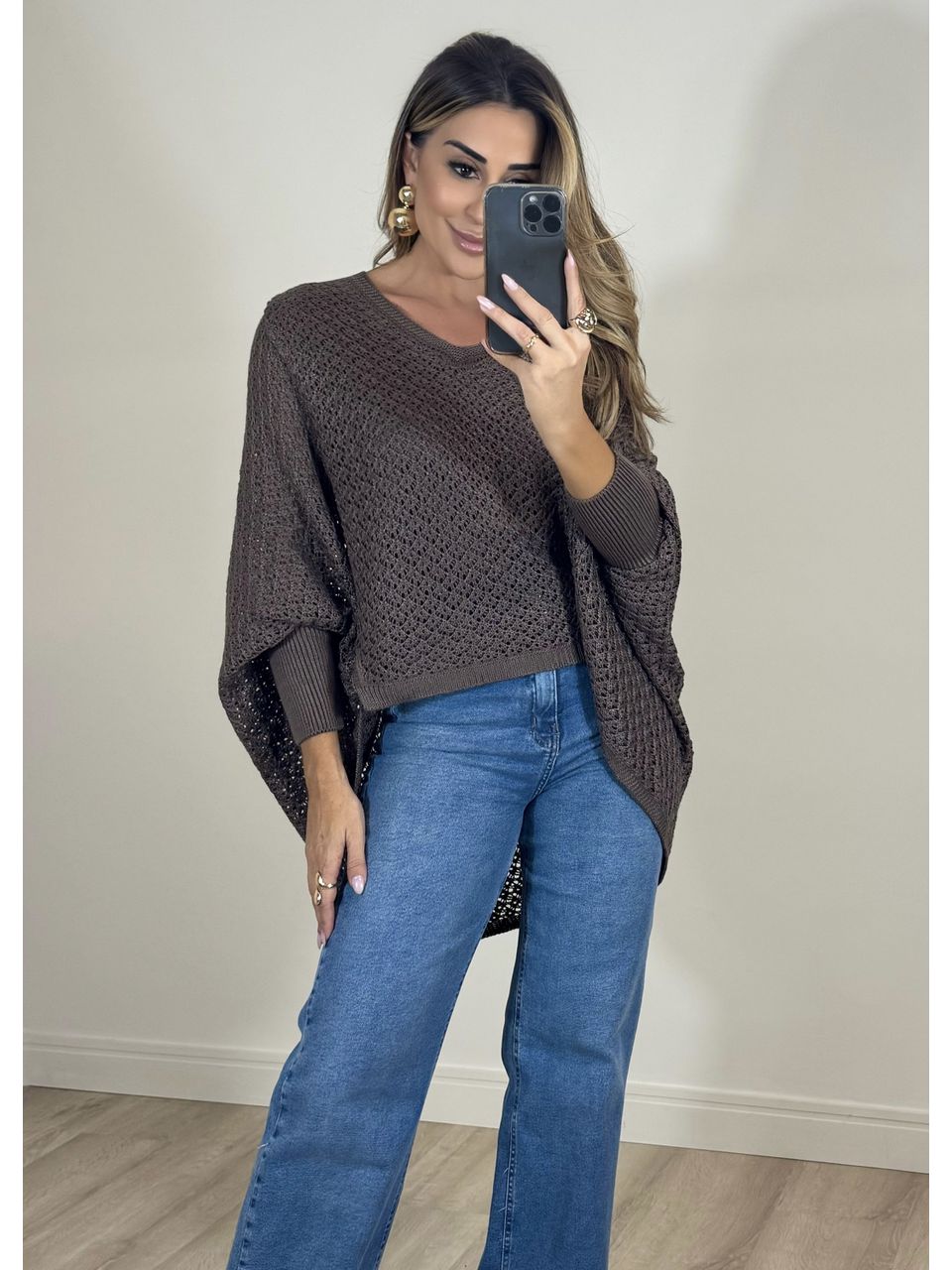 Blusa Poncho Tricot