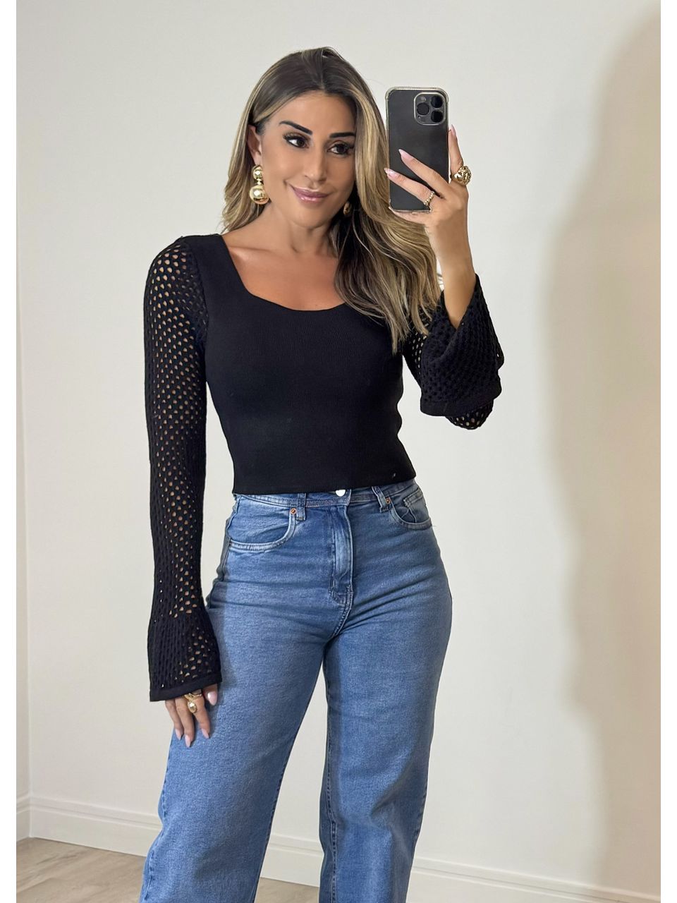 Blusa Tricot Manga tela - 2331 - MADONNA BASIC