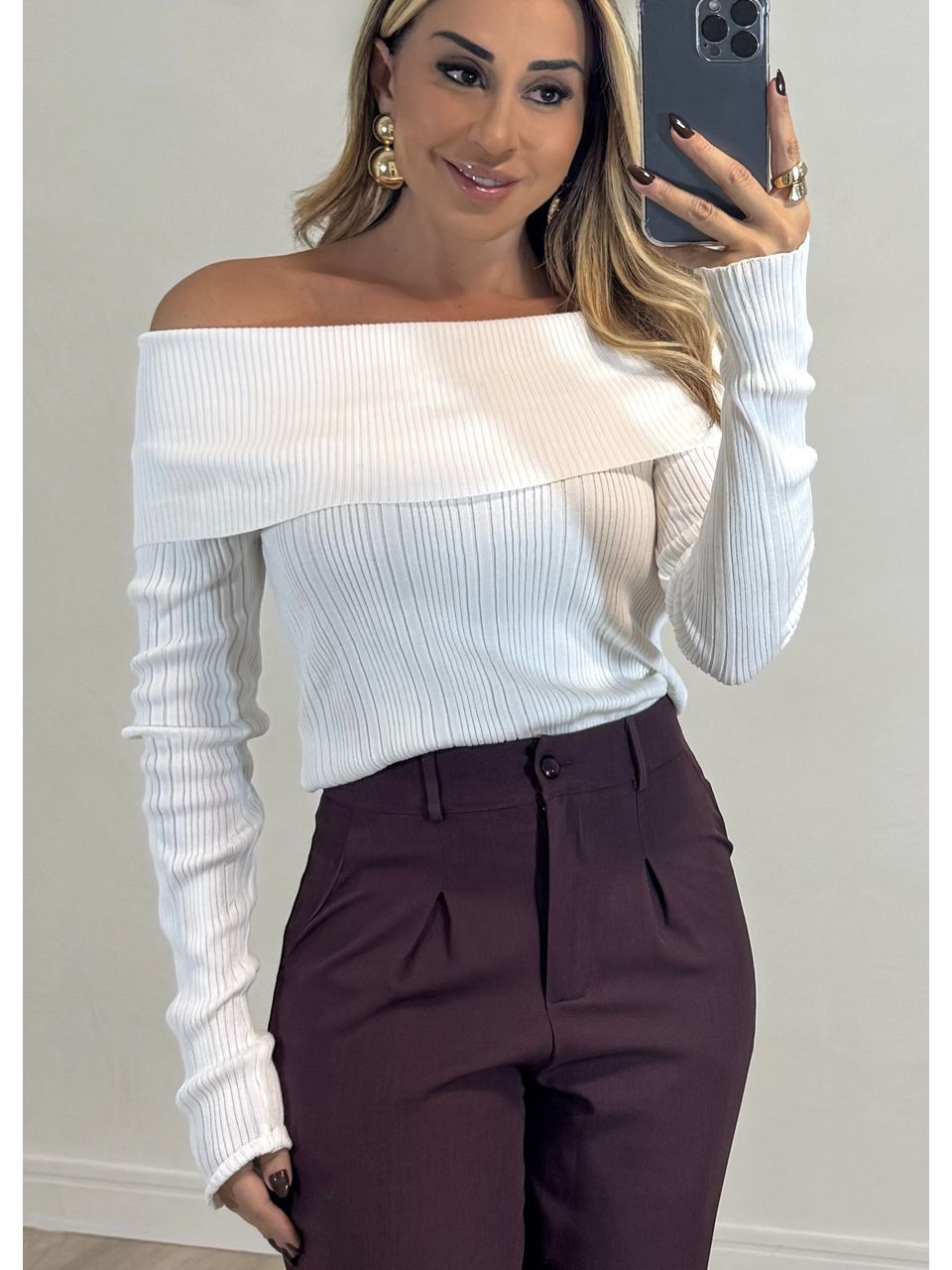 Blusa Tricot Ombro A Ombro - 2381 - MADONNA BASIC