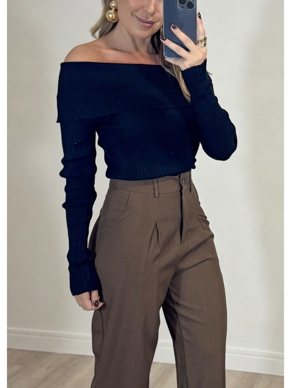 Blusa Tricot Ombro A Ombro