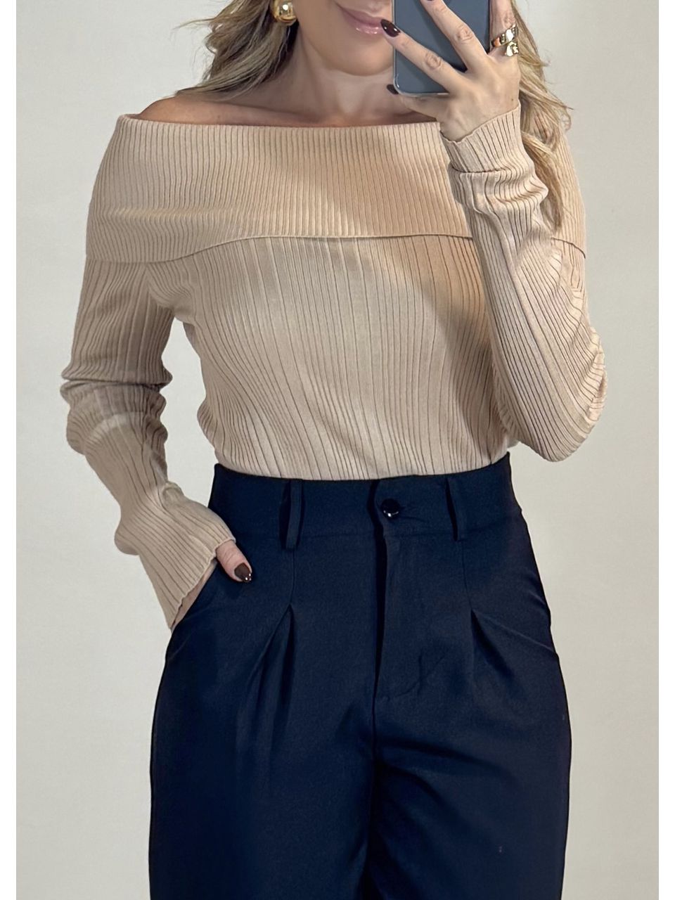 Blusa Tricot Ombro A Ombro
