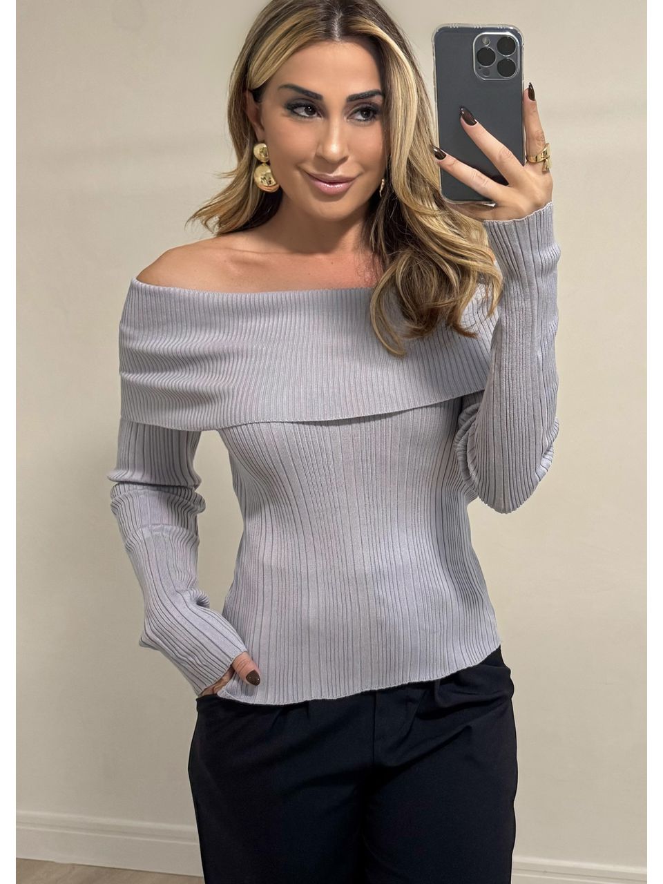 Blusa Tricot Ombro A Ombro - 2377 - MADONNA BASIC