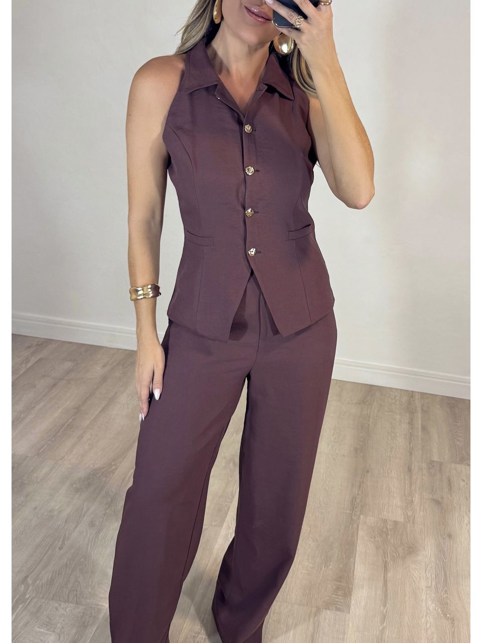  Conjunto Blusa Colete Aline
