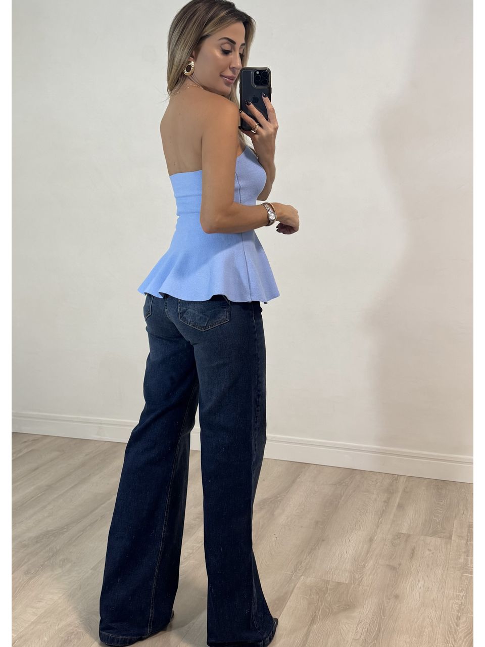 Top Tricot Tomara que caia Peplum