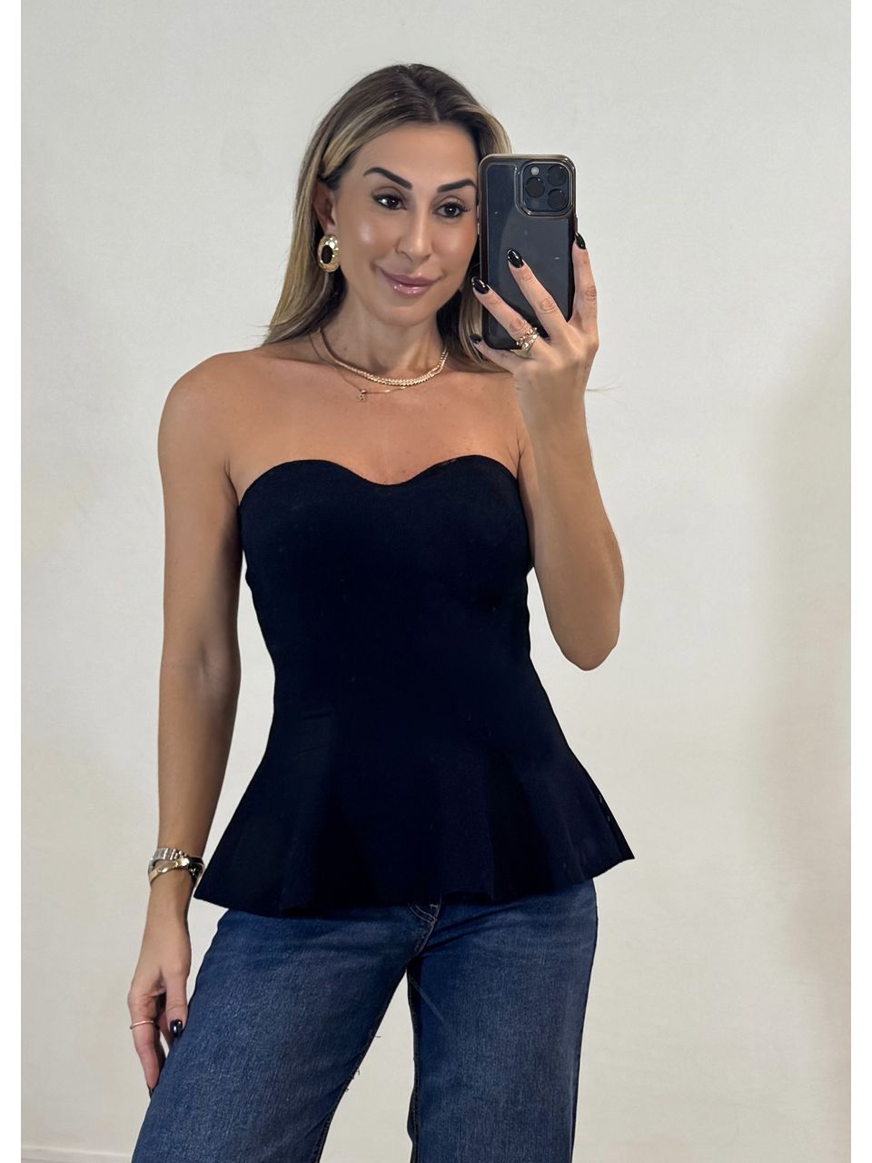 Top Tricot Tomara que caia Peplum
