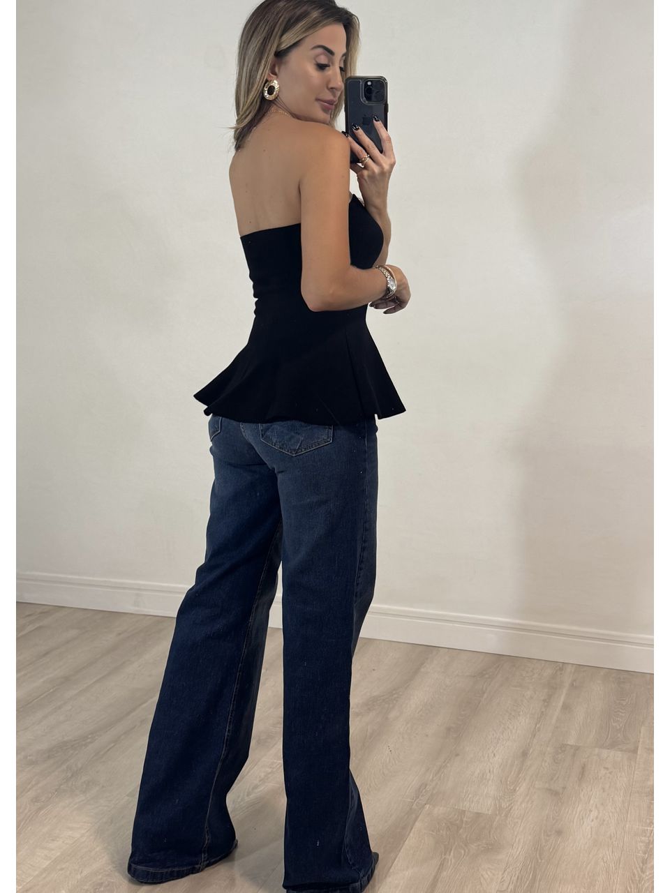 Top Tricot Tomara que caia Peplum