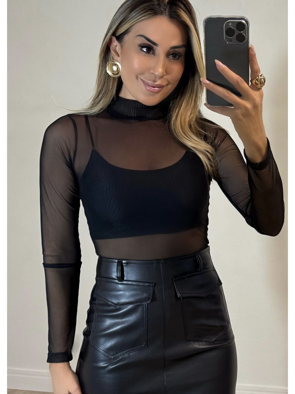 Blusa Tule Preta - 2435 - MADONNA BASIC
