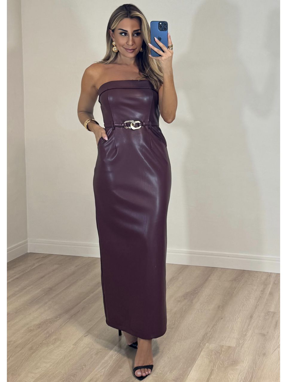 Vestido Midi Courino Tassia