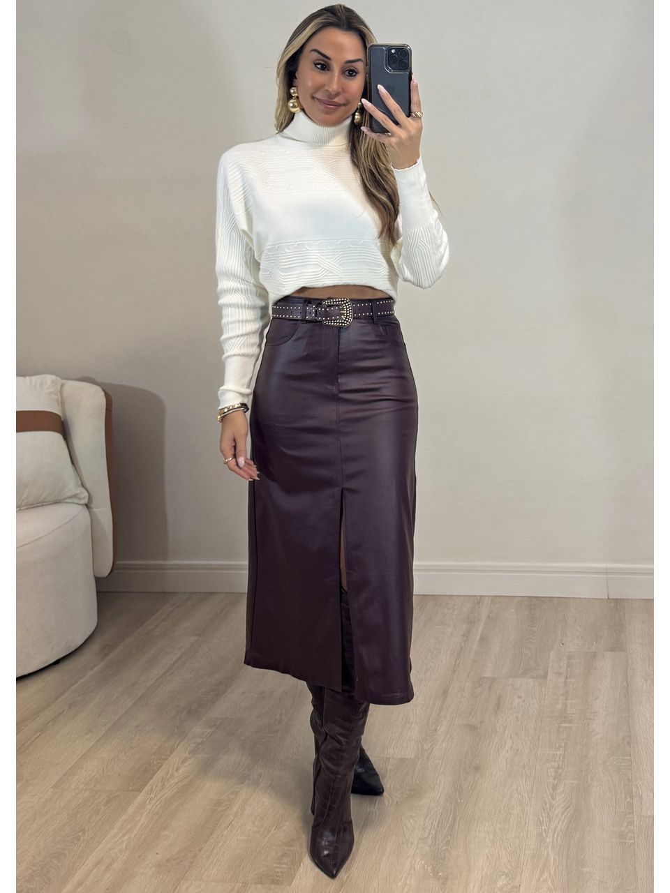  Saia Resinada com cinto - 5093 - MADONNA BASIC