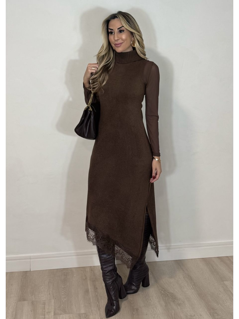 Vestido Tricot Mousse Assimétrico - 5038 - MADONNA BASIC