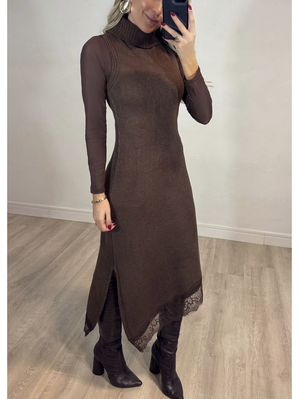Vestido Tricot Mousse Assimétrico