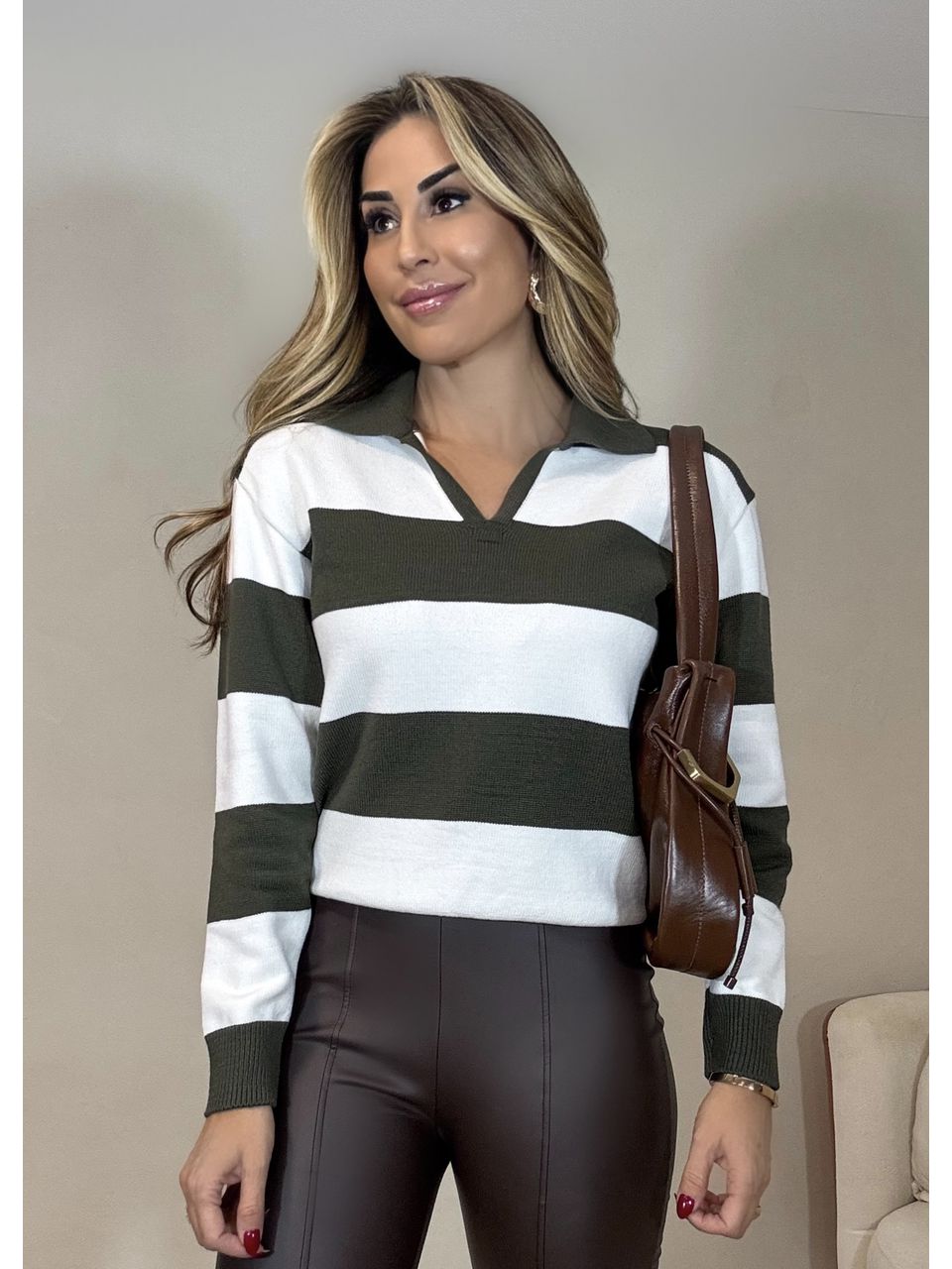 Blusa Polo Listrada