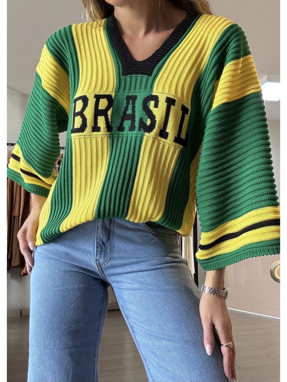 Blusa Tricot Brasil Tropical 