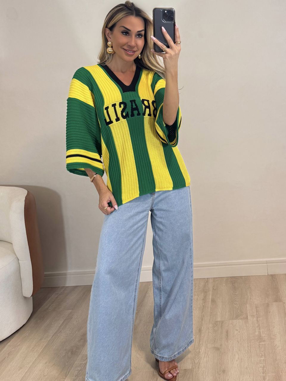 Blusa Tricot Brasil Tropical 
